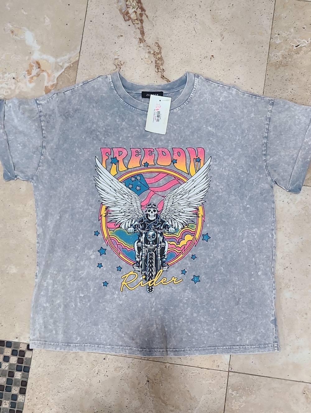 Freedom Rider Graphic Tee - Mineral Grey